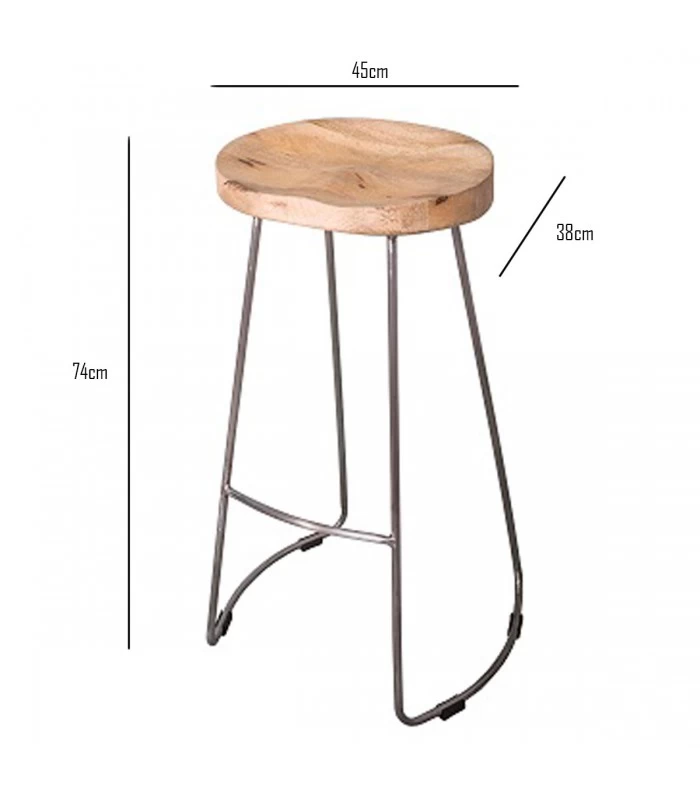 Tabouret De Bar Design En Bois Et Métal 4 Tabouret De Bar Design En Bois Et Métal – Image 2