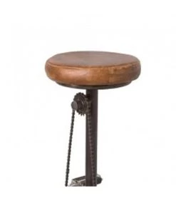 Tabouret De Bar En Métal Noir Et Assise Cuir Cycliste - Ø38cm ↕ 73cm -Produits Menagers Boutique tabouret de bar en metal noir et assise cuir cycliste o38cm 73cm 2