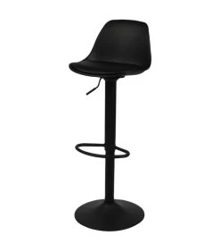 Tabouret De Bar Métal Noir Et Assise Similicuir Noir - H88cm à 108cm