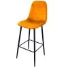 Tabouret De Bar Métal Noir Et Assise Velours Jaune Moutarde 42x47x108cm