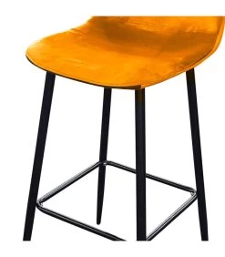 Tabouret De Bar Métal Noir Et Assise Velours Jaune Moutarde 42x47x108cm -Produits Menagers Boutique tabouret de bar metal noir et assise velours jaune moutarde 42x47x108cm 2