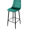 Tabouret De Bar Métal Noir Et Assise Velours Vert - 42x47x108cm