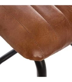 ATMOSPHERA Tabouret De Bar Vintage Cuir Marron Et Métal Noir 41x38.5x75cm -Produits Menagers Boutique tabouret de bar vintage cuir marron et metal noir 41x385x75cm 2