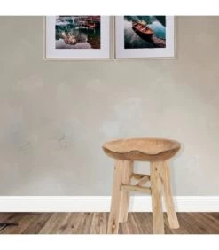 Tabouret Rustique Rond En Teck - 35x35x42cm -Produits Menagers Boutique tabouret rustique rond en teck 35x35x42cm 2