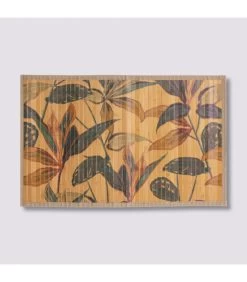 Tapis De Bain Lattes Bambou Feuillage Exotique - 50x80cm -Produits Menagers Boutique tapis de bain lattes bambou feuillage exotique 50x80cm 2