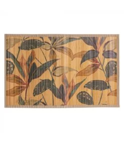 Tapis De Bain Lattes Bambou Feuillage Exotique - 50x80cm