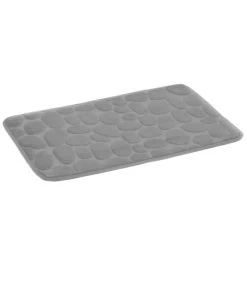 Tapis De Bain Mémoire De Forme Motifs Galets Gris 60x40cm