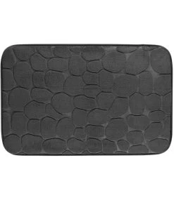 Tapis De Bain Mémoire De Forme Motifs Galets Gris Foncé 50x80cm