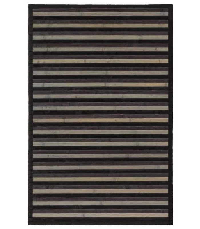 Tapis Descente De Lit Bambou Rayé Gris - 60x90cm