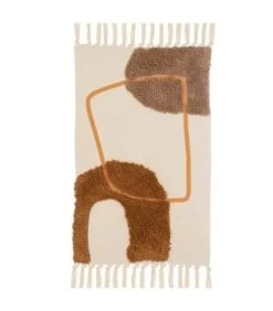 Tapis Descente De Lit Beige Et Marron Abstrait 50x80cm
