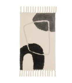 Tapis Descente De Lit Beige Et Noir Abstrait 50x80cm