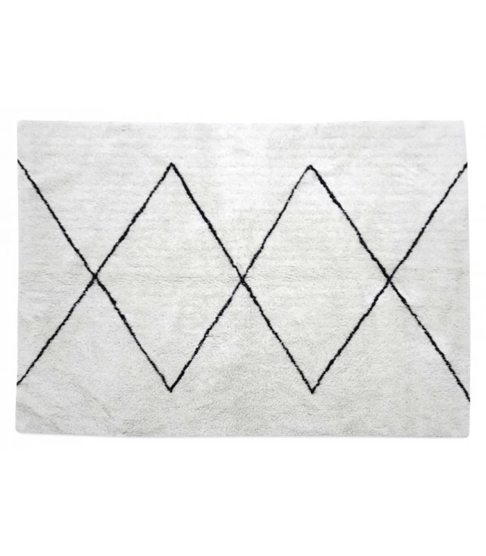 Tapis Descente De Lit Style Berbère Coton Noir Et Blanc - 60x90cm 3 Tapis Descente De Lit Style Berbère Coton Noir Et Blanc - 60x90cm
