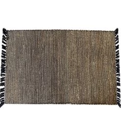 Tapis Rectangulaire Tressé En Jute Et Coton Noir 120x180cm