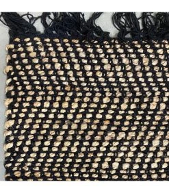 Tapis Rectangulaire Tressé En Jute Et Coton Noir 70x140cm -Produits Menagers Boutique tapis rectangulaire tresse en jute et coton noir 70x140cm 2