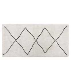 Tapis Style Tapis Berbère Coton Noir Et Blanc Grands Triangles - 70x140cm