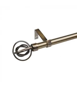 Tringle à Rideaux Extensible Métal Bronze Cercles Imbriqués - 122 à 211cm