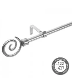 Tringle à Rideaux Extensible Métal Chrome Spirale - 122 à 211cm