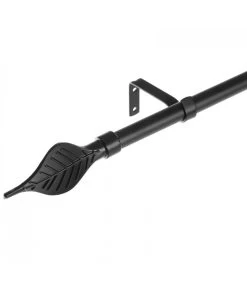 Tringle à Rideaux Extensible Métal Noir Feuille - 122 à 211cm