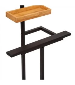 Valet De Nuit Métal Noir Et Bambou - 40.5x22x114.5cm -Produits Menagers Boutique valet de nuit metal noir et bambou 405x22x1145cm 2