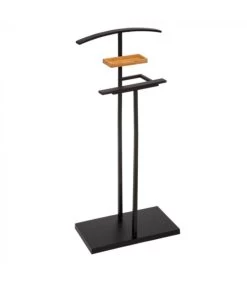 Valet De Nuit Métal Noir Et Bambou - 40.5x22x114.5cm