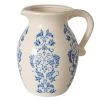 Vase Cruche Floral En Grès Blanc Et Bleu -Produits Menagers Boutique vase cruche floral en gres blanc et bleu
