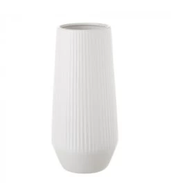 Vase Design En Céramique Blanc - 14.5x14.5x30.5cm