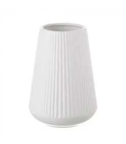Vase Design En Céramique Blanc - 15x15x20.3cm