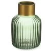 Vase En Verre Strié Vert Et Doré 12x12x18cm -Produits Menagers Boutique vase en verre strie vert et dore 12x12x18cm