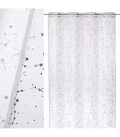 Voilage à Œillets Blanc Ciel Étoilé Chambre Enfant - Longueur 260cm