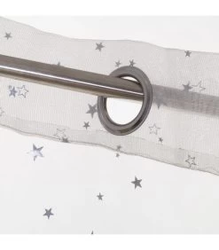 Voilage à Œillets Blanc étoiles Argentées Chambre Enfant - 140x260cm -Produits Menagers Boutique voilage a oeillets blanc etoiles argentees chambre enfant 140x260cm 2